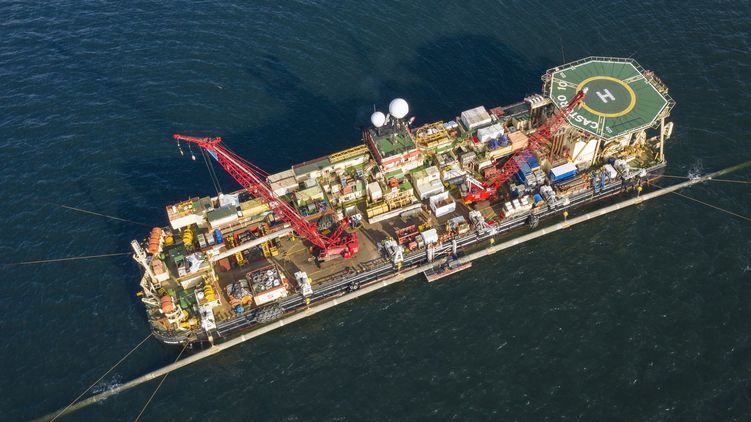 Строительство "Северного потока-2". Фото: Twitter/ Nord Stream 2 Corp