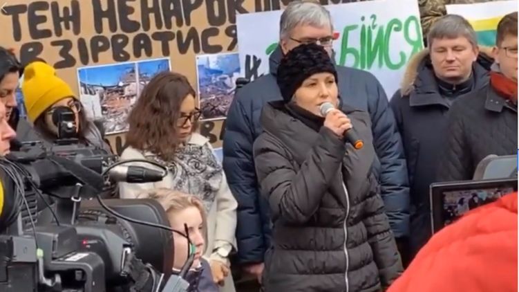 София Федына на митинге под ГБР 12 февраля, фото: скриншот видео из соцсети