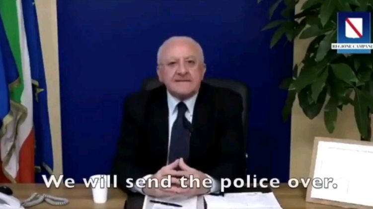 Президент региона Кампания Винченцо Де Лука. Скриншот из видео